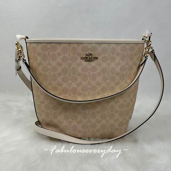 Coach City Large Bucket Crossbody Bag In Signature Canvas CT802 Sand/Chalk NWT - Picture 1 of 10